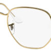 Ray-Ban Hexagonal Blue Light Clear Sunglasses, Polished Gold Frames, 51mm