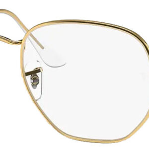 Ray-Ban Hexagonal Blue Light Clear Sunglasses, Polished Gold Frames, 51mm