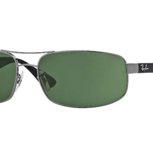Ray-Ban RB3445 Dark Green Sunglasses, Gunmetal Frames, 61mm
