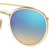 Ray-Ban RB3647N Round Double Bridge Sunglasses, Gradient Mirror Lenses, 51mm