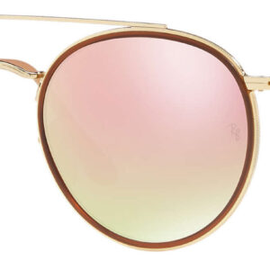 Ray-Ban RB3647N Round Double Bridge Sunglasses, Pink Mirror Lenses, 51mm