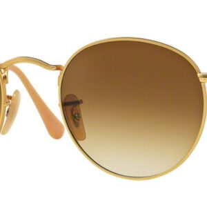 Ray-Ban Round Metal Matte Gold Sunglasses, Gradient Lenses, 50mm