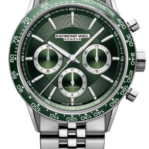 Raymond Weil Freelancer 43mm Watch with Green Dial and Stainless Steel Bracelet