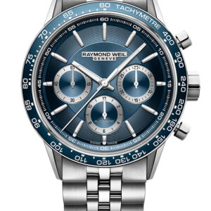 Raymond Weil Freelancer 44mm Watch with Blue Dial and Stainless Steel Bracelet