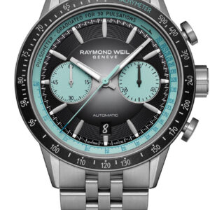 Raymond Weil Freelancer Pop Bi-Compax 44mm Watch with Black Dial and Titanium Bracelet