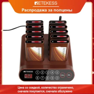 Retekess T116A Paging System Restaurant Pager Support 998 Coaster Buzzer Low Battery Indicator 5 Prompt Mode For Cafe Food Court