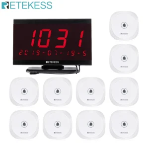 Retekess TD105 999CH Host Receiver+10pcs TD017 Call Button Restaurant Pager Waiter System For Hook Bar Customer Service Cafe