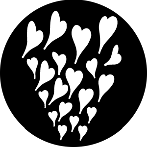 Rising Hearts - Stock Gobo for Gobo Light Projectors - Choose your size!