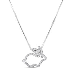 Roberto Coin Tiny Treasures Diamond Rabbit Outline Necklace in 18K White Gold