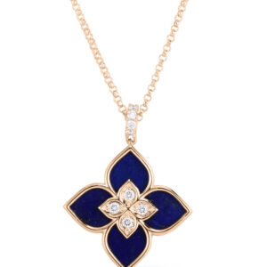 Roberto Coin Venetian Princess Small Lapis and Diamond Necklace in 18K Rose Gold