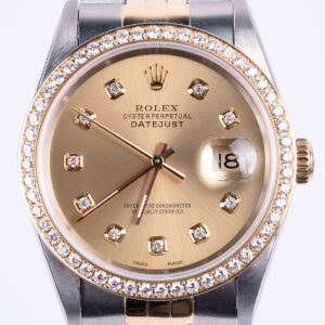 Rolex Oyster Perpetual Datejust 36mm Two-Tone Champagne Dial Pre-Owned Mens Watch