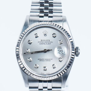 Rolex Pre-Owned Oyster Perpetual Datejust 36mm Stainless Steel Silver Dial Mens Watch