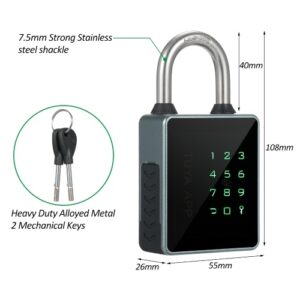 Smart Fingerprint Padlock BT Keypad Smart Lock IP65 Waterproof APP Unlocking T55C