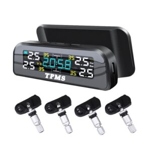 Solar Tire Pressure Monitor System Automobile Tire Pressure Alarm Clock Tire Pressure Detector(Internal Sensors Set)