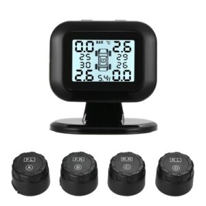 TPMS Tire Pressure Monitoring System Wireless Real-time LCD Display 4 External Sensors Alarm Function