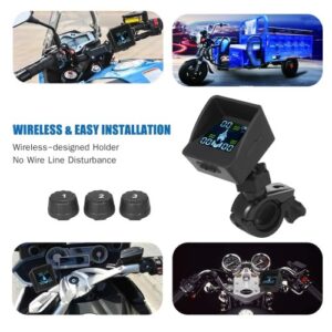 Tire Pressure Monitoring System TPMS Wireless Smart Tire Monitor with 3 External Sensors Sunshade Auto Tyre Alarm for Tricycle 3 Wheeler