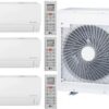 Triple Zone Mini Split Air Conditioner System with 25000 BTU Cooling Capacity 3 Indoor Units and Outdoor