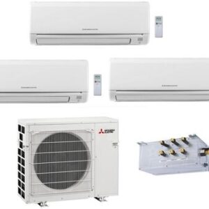 Triple Zone Mini Split Air Conditioner System with 30000 BTU Cooling Capacity One (6K) Indoor Unit Two (12K) Indoor Units PACMKA31BC Branch Box