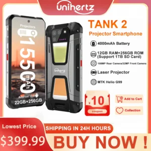 US MX AU EU In Stock Unihertz 8849 Tank 2 Projector Rugged 22GB+256GB Camping Light 108MP 64MP Super Night Vision G99 15500mAh