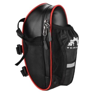 Water Resistant Bike Saddle Bag with Reflective Design Cycling Under Seat Pack with Water Bottle Pouch for Mountain Bike Road Bicycles Storage Bag
