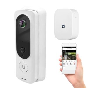 WiFi Video Doorbell Camera Wireless 1080P HD Camera 2-Way Audio Motion Detection Infrared Night Vision Real-time Monitor Support Tuya APP Waterproof Cover Support Storage Card