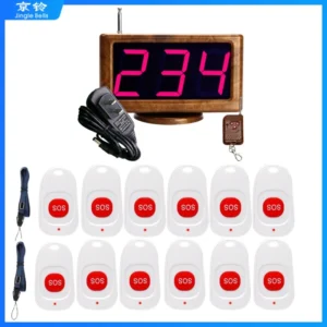Wireless Calling System 1 Host Screen Receiver +12 SOS Emergency Buttons For Hospital Clinic Nurse Home