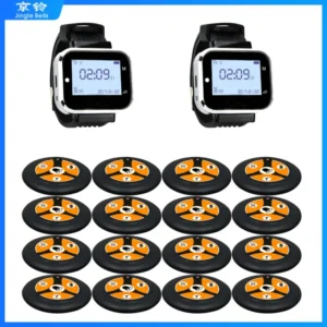 Wireless Restaurant Equiment 2 Smart Watch Receiver +16 Waiter Call Buttons Transmitter For Service Table