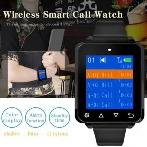 Wireless Restaurant Pager Waiter Calling System 2 PC Watch Receiver + 5PC Button for Hookah Customer Service