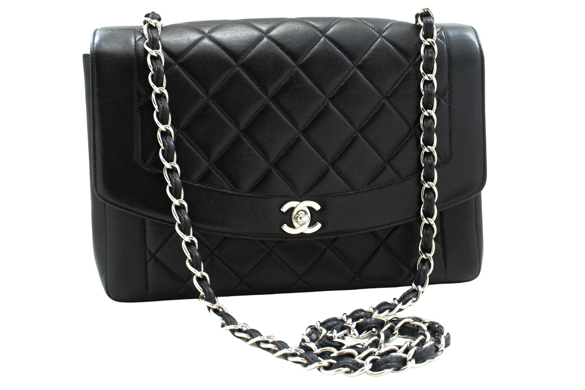 Chanel Diana Black Leather Shoulder Bag (Pre-Owned) Chanel Diana Black Leather Shoulder Bag (Pre-Owned)